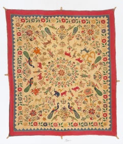 Kutch Embroidered Cotton Tapestry, Gujarat, India, Early 20th Century, 5'4'' x 6'1''