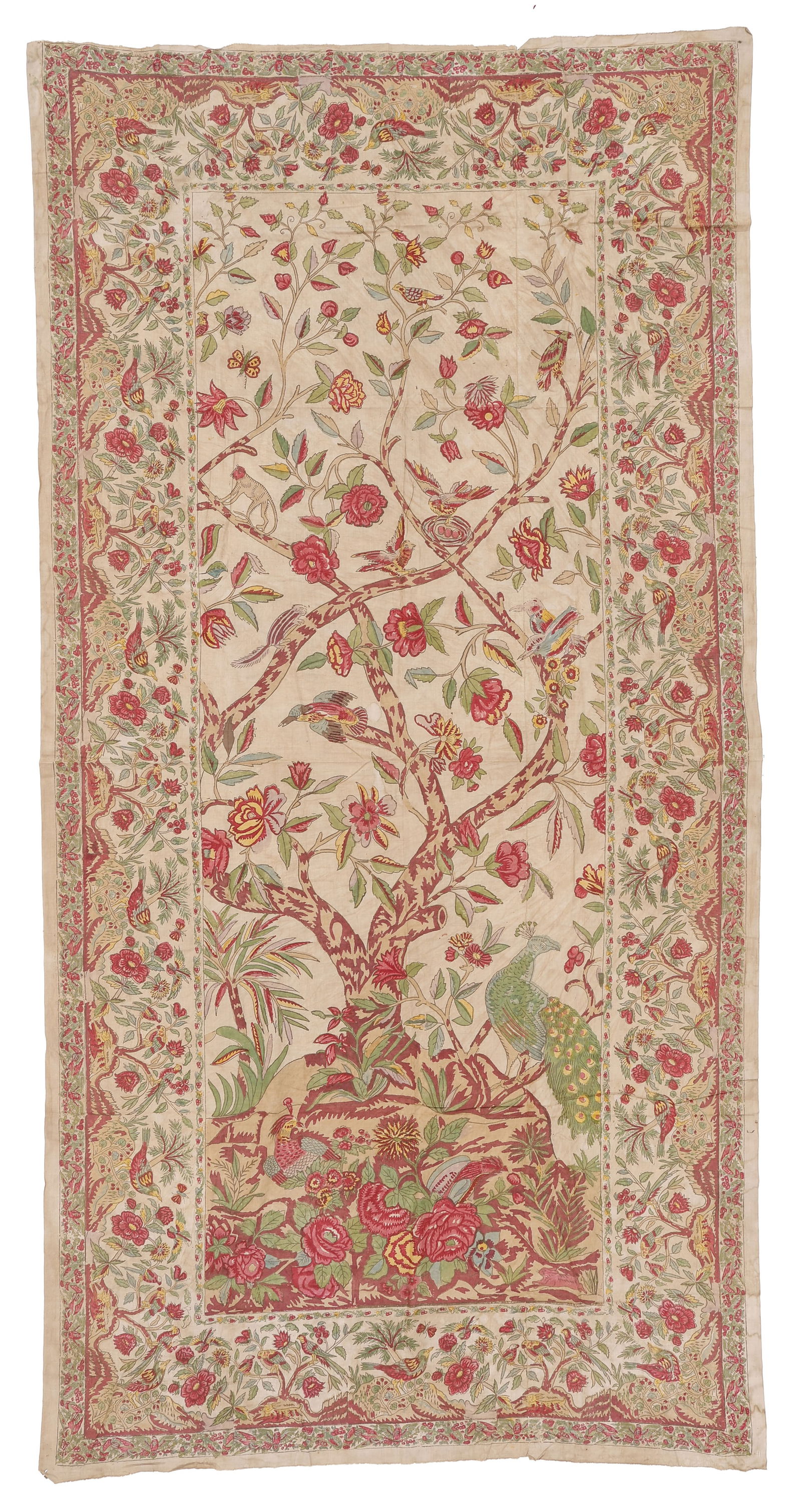 Antique Tree of Life Palampore Block Printed Textile, India (1 of 4)