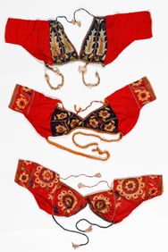 3 Embroidered Backless Choli, Chamba, Himachal Pradesh, India, Early 20th C.