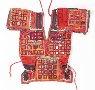 Choli (Blouse), Rabari People, Kutch, Gujarat, Early-Mid 20th C.: Choli (Blouse), Rabari People, Kutch, Gujarat, Early-Mid 20th C. Cotton, embroidery, mirrorwork and metal embellishments. Size: 1'7'' x 1'7'' (48 x 48 cm). Provenance: The Carol Summers Collection of