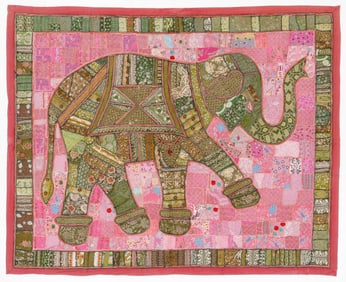Patchwork Elephant Tapestry, 20th C.