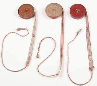 Group of Burmese Sazigyo Buddhist Manuscript Binding Ties, Early 20th C.
