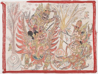 Balinese Kamasan Painting of Ramayana Scene, First Half 20th C.