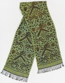 Selendang Batik on Green Ground Silk Shoulder Cloth, Java, Indonesia