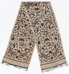 Selendang Batik on Tan Ground Silk Shoulder Cloth, Java, Indonesia