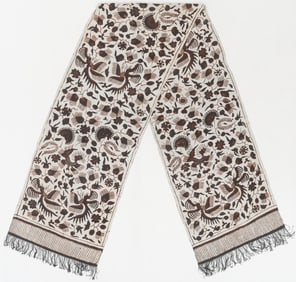 Selendang Batik on Ivory Ground Silk Shoulder Cloth, Java, Indonesia
