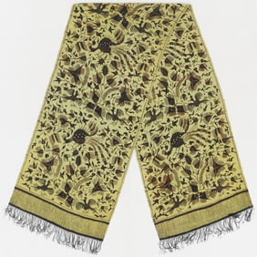 Selendang Batik on Green Ground Silk Shoulder Cloth, Java, Indonesia