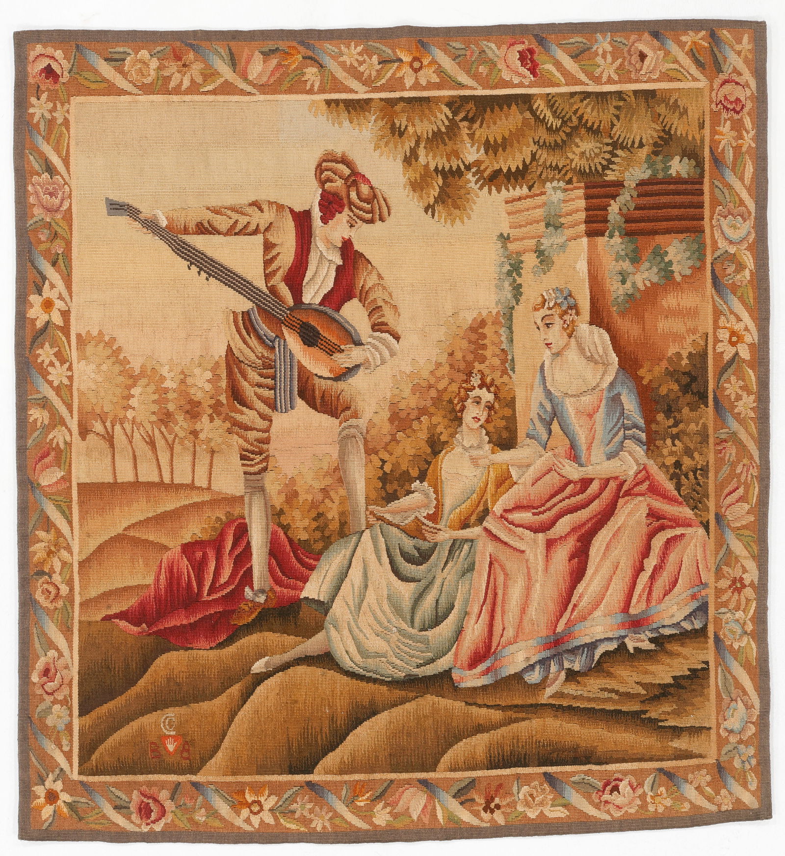 Genre Scene Wall Hanging Tapestry, Brussels, Belgium, 18-19th C. (1 of 4)