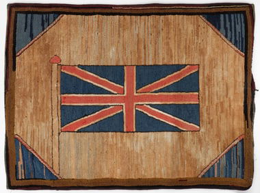 Union Jack Hooked Rug, 43'' x 32''