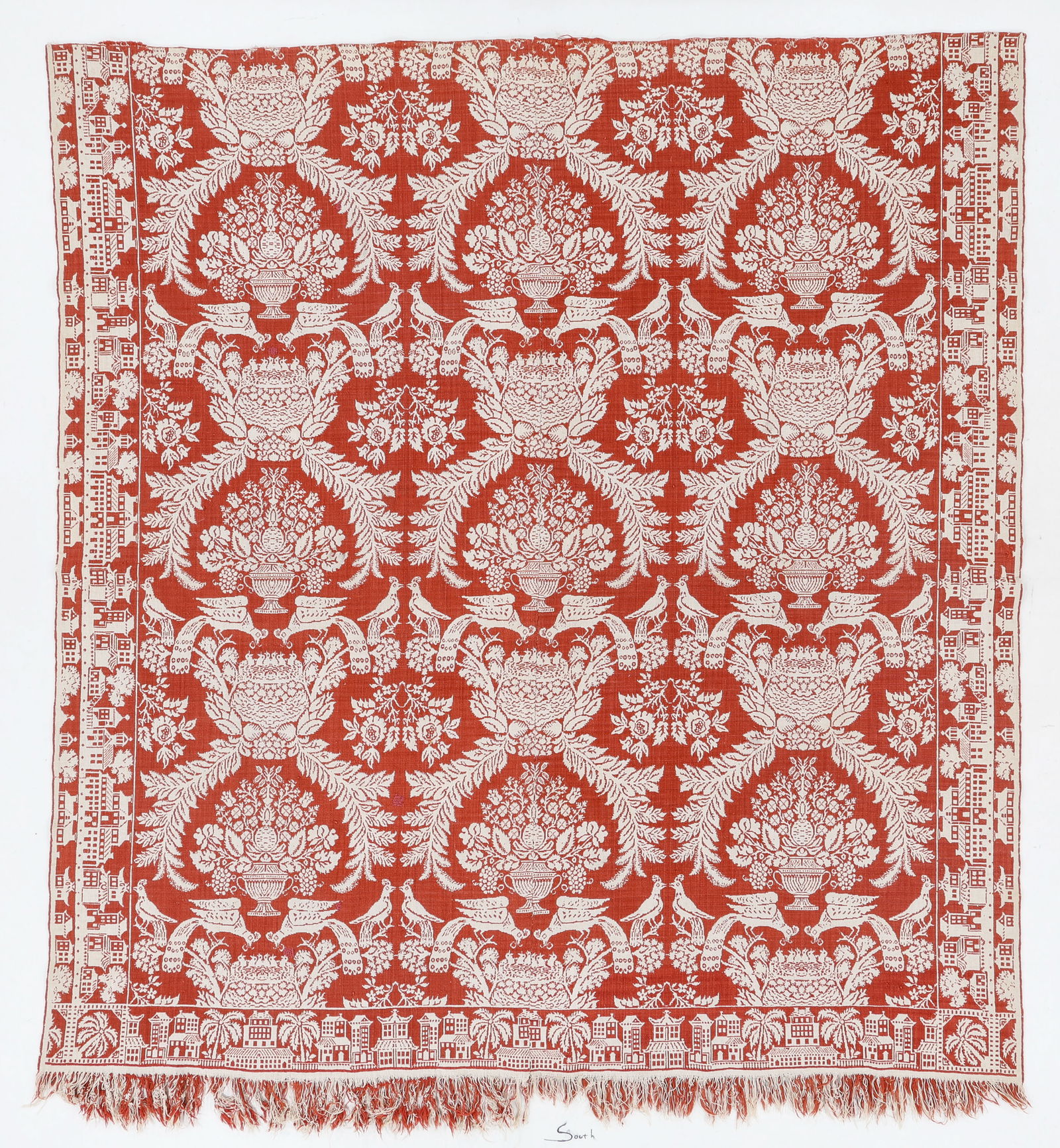 American Figured and Fancy Jacquard Coverlet, Mid 19th C. (1 of 3)