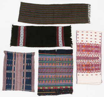 Collection of Guatemalan Embroidered and Woven Tzutes, First Half 20th C.: Collection of Guatemalan Embroidered and Woven Tzutes, First Half 20th C. Cotton with cotton embroidery. Twill woven cotton. A group of tzutes collected from San Pedro Sacatepequez, San Antonio Aguas