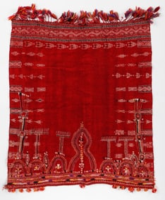 Tunisian Wool Wedding Shawl, Early 20th C.