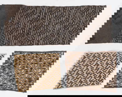 Kuba Textiles (3), Democratic Republic of the Congo: Kuba Textiles (3), Democratic Republic of the Congo. Raffia fiber with embroidery. Ranging in size from: 1'10'' x 1'7'' (56 x 48 cm) to 4'7'' x 1'8'' (140 x 51 cm)