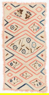 Northern New Mexico Colcha Textile, Late 19th C.: Northern New Mexico Colcha Textile, Late 19th C. Constructed by taking a hand-woven wool twill ground and fully embroidering it with a decorative stem stitch in hand-spun wool yarn, with natural