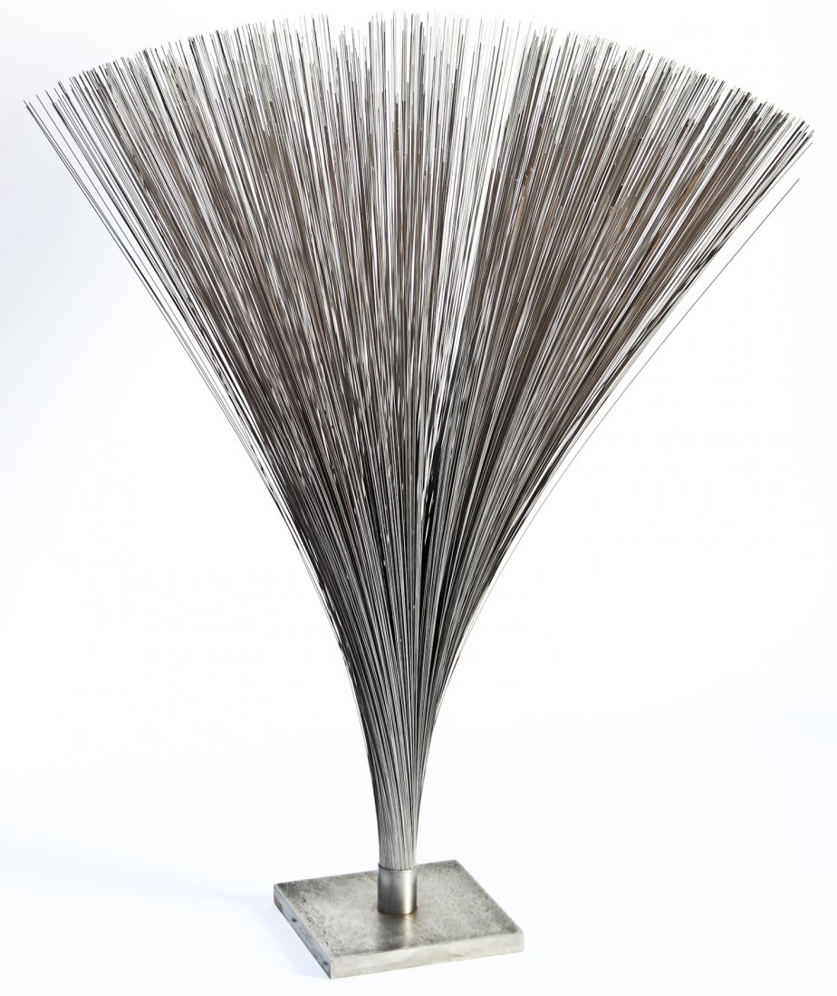 Harry Bertoia (Italy-USA, 1915-1978): Harry Bertoia (Italy-USA, 1915-1978) Wheat Sheaves, 1977. Medium: Stainless steel. Size: 45" high on a 10" x 10" base. Provenance: GlaxoSmithKline LLC.