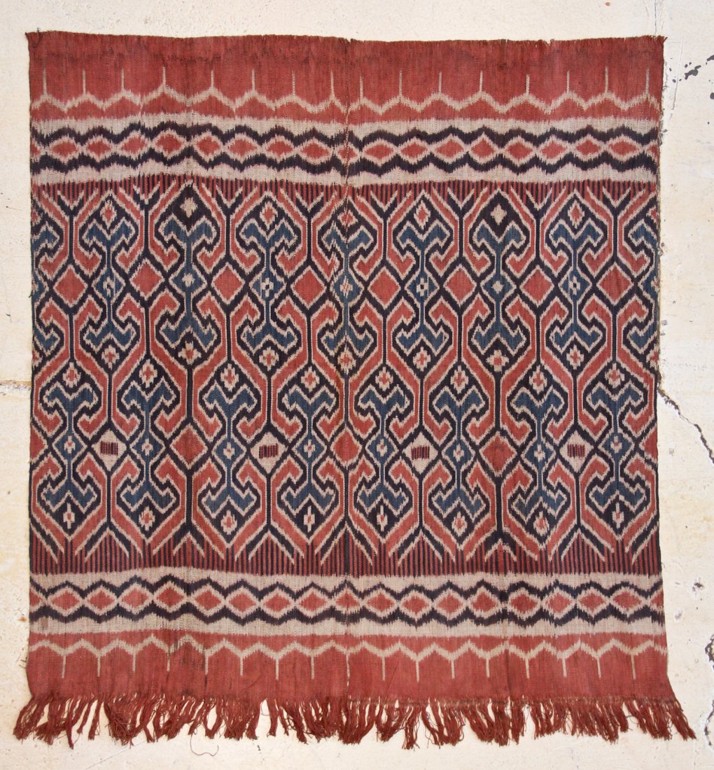 Toraja Ikat: 5'1" x 5'4" (154 x 162 cm): Toraja Ikat, hand spun cotton and natural dyes, Indonesia, early 20th c. Size: 5'1" x 5'4" (154 x 162 cm). Provenance: Jane Steinsnyder.