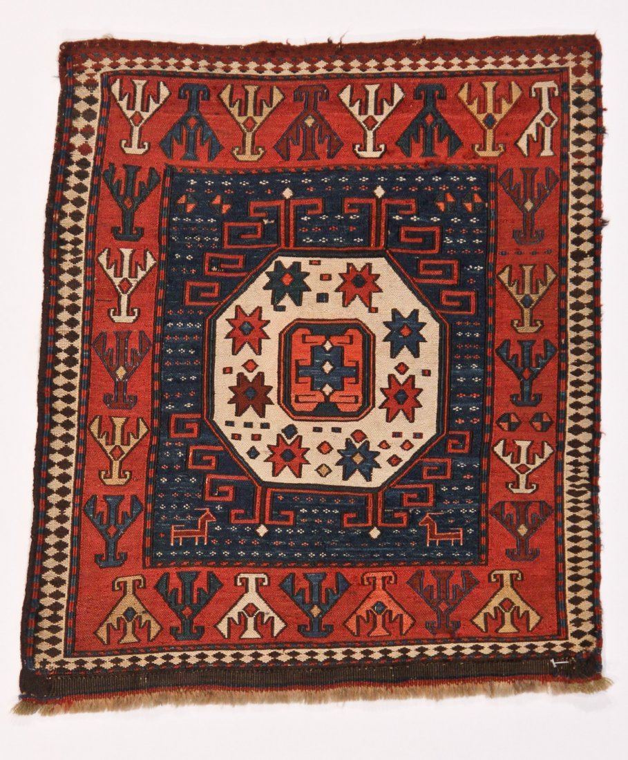 Shahsavan Soumak Bagface: 1'10" x 2'1" (55 x 63 cm): Shahsavan Soumak Bagface, Caucasus, excellent condition, no visible repair. circa 1900. Size: 1'10" x 2'1" (55 x 63 cm). Provenance: Jane Steinsnyder.