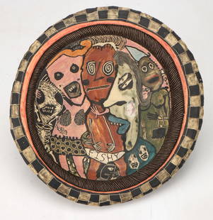 Michael Gross (American, b.1953) Art Pottery: Michael Gross (American, b.1953) Art Pottery. "Fishy, Snake Length," 1992, glazed stoneware plate, signed and dated. Size: 3'' x 15.5'' x 15.5'' (8 x 39 x 39 cm). ex Private Collection, Philadelphia,