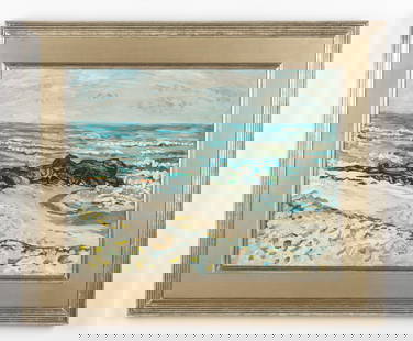 American School, 20th C.: American School, 20th C. Seascape, oil painting on canvas, signed: "House". Framed. Size: 25'' x 32'', 64 x 81 cm (stretcher); 35.75'' x 42.75'', 91 x 109 cm (frame). Provenance: Collection of Dr. and