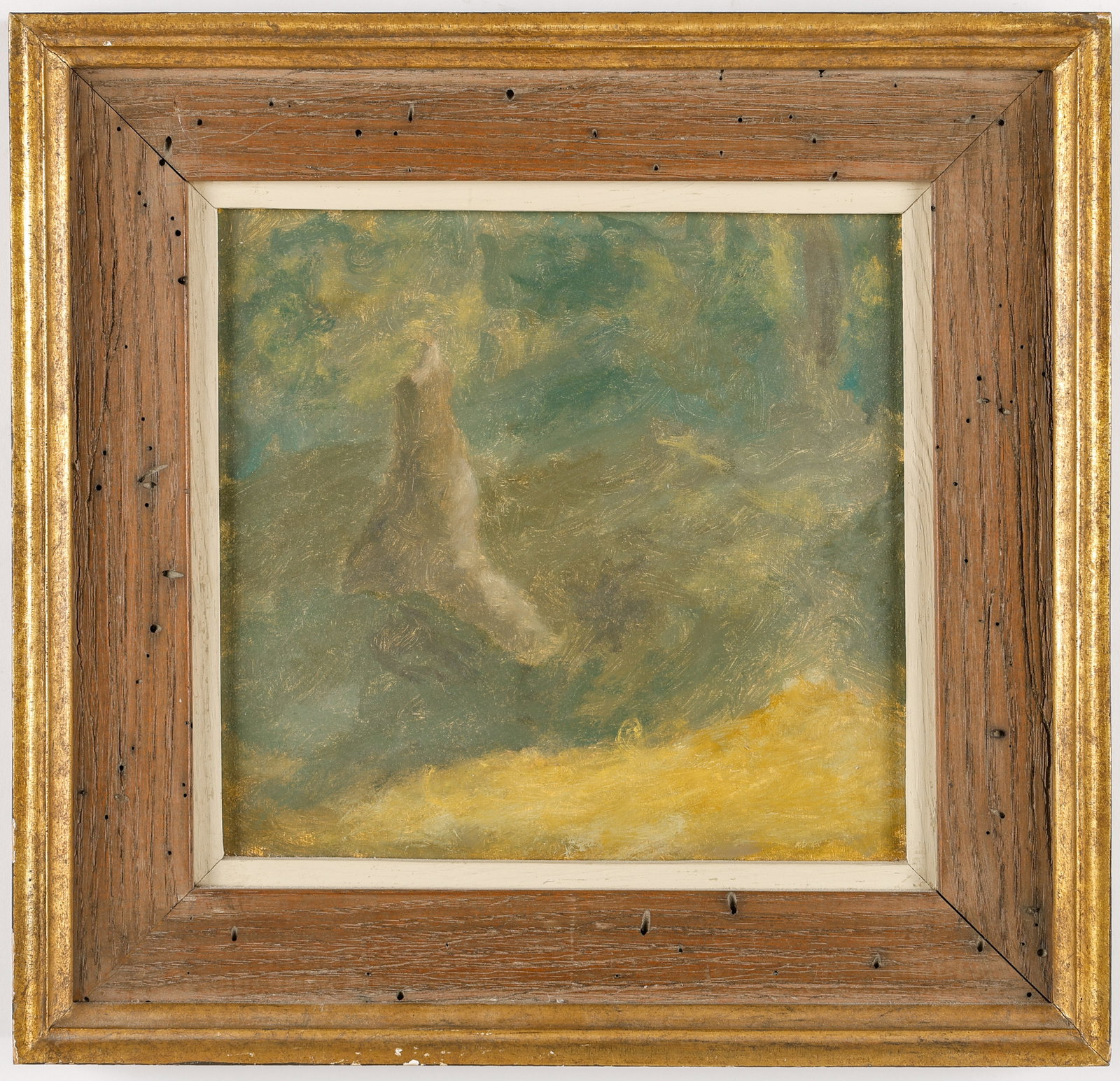 Francis C. Tucker (1932-2012) "Winter", 1978: Francis C. Tucker (American, 1932-2012) "Winter", 1978, oil painting on board, signed, dated and titled. Framed. Size: 9.75'' x 10.5'', 25 x 27 cm (board); 15'' x 15.75'', 38 x 40 cm (frame).