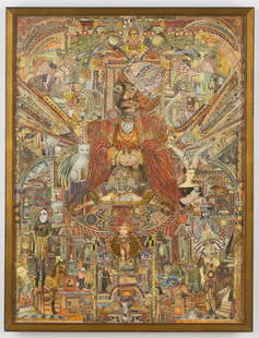 Anne Grgich (American) Self-taught, Outsider, Folk, Returnarina: Anne Marie Grgich (American, b. 1961) Returnarina, 2015, collage and mixed media on canvas, signed and dated. Framed. Size: 31.5'' x 23.5'', 80 x 60 cm (stretcher); 32.75'' x 25'', 83 x 64 cm (frame).