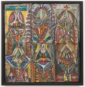 Anne Grgich (American) Self-taught, Outsider, Folk, Painted Tiles