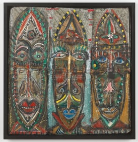 Anne Grgich (American) Self-taught, Outsider, Folk, Painted Tiles