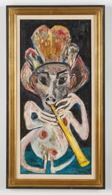 Jon Serl (American/California) Fife Player, Outsider Art/Folk