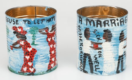 "Missionary" Mary L. Proctor Folk/Outsider Art, Painted Tomato Cans