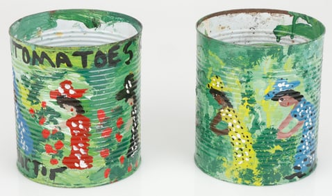 "Missionary" Mary L. Proctor Folk/Outsider Art, Painted Tomato Cans