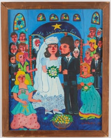 Malcah Zeldis (b. 1931) Untitled (Jewish Wedding), 1974, 18" x 14"