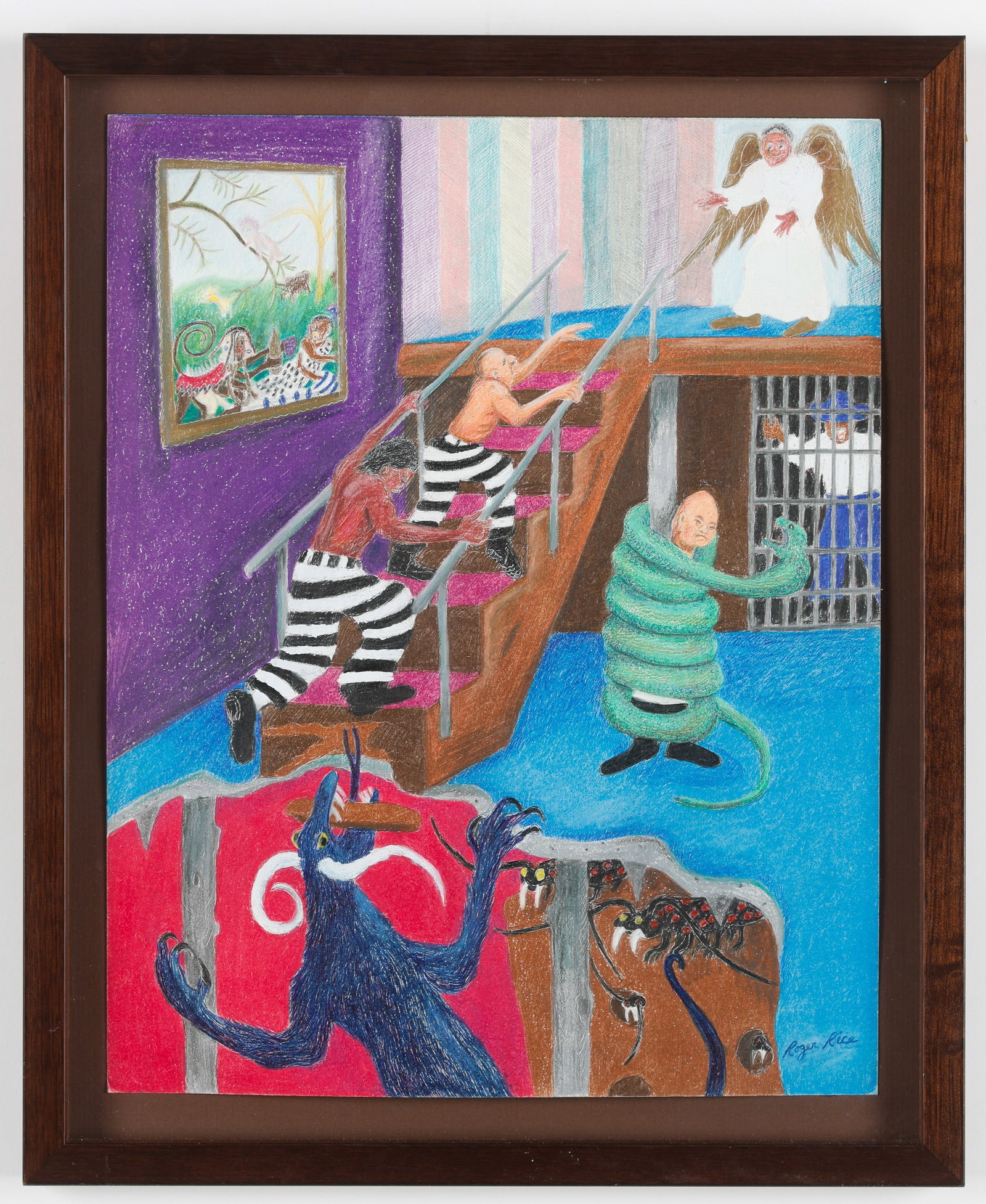 Roger Rice (American/Mississippi) Folk Art Prison Scene (1 of 3)