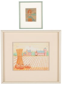 Jack Savitsky (American, 1910-1991) 2 Crayon Drawings