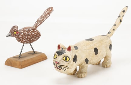 Frank Brito (1922-2005) Two Folk Art Wood Carvings