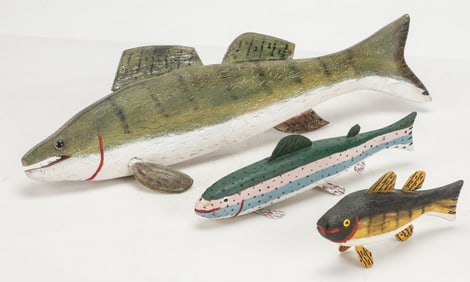 Miles Smith (American, b. 1920) 3 Fish Decoys