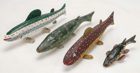 Miles Smith (American, b. 1920) 4 Fish Decoys