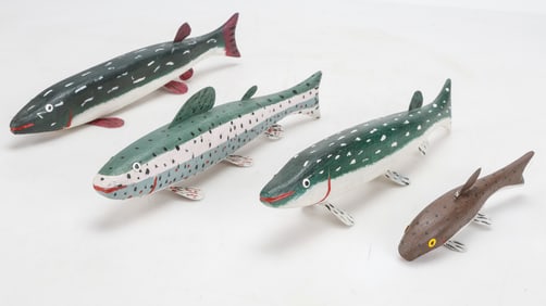 Miles Smith (American, b. 1920) 4 Fish Decoys