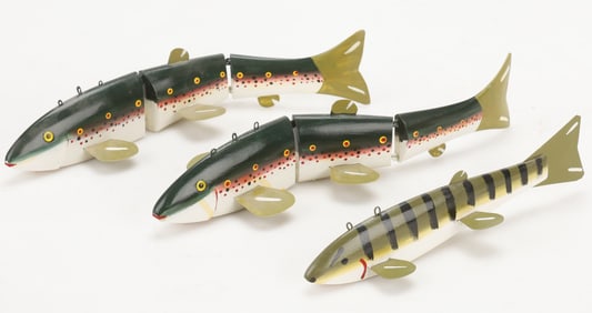 Lawrence Bethel (1930-2006)Group of Three Painted Fish Decoys