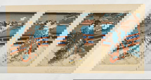 Japanese Woodblock Triptych by Toyokuni III (1786-1865)