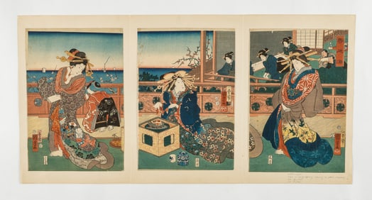 Japanese Woodblock Triptych by Utagawa (Ichiyusai) Kuniyoshi (1798-1861)