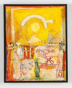 Wosene Kosrof (b. 1950) "Bread and Wine", 19" x 15"