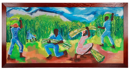 Luckner Lazard (1928-1998) Monumental Painting, 46" x 94"