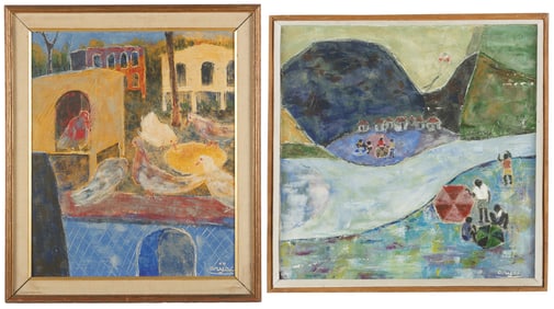 Harry Jacques "Arijac" (Haitian, b. 1937) 2 paintings
