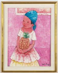 Henri Calixte (Haitian, 1933-2010) Untitled (Girl With Pineapple)