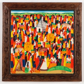 Laurent Casimir (1928-1990) Market Scene, 1975
