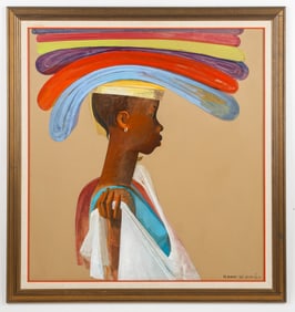 Bernard Séjourné (1947-1994) "La Vendedora" 45" x 42"