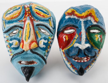 Michel Sinvil (Haitian, b.1949) 2 Papier Mache Masks