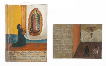 2 Antique Mexican/Mexico Folk Retablos