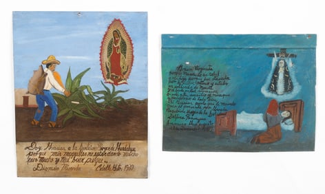 2 Antique Mexican/Mexico Folk Retablos