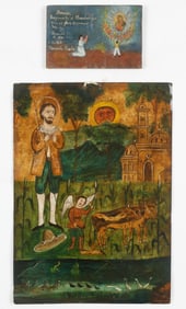 2 Antique Mexica/Mexico Folk Art Retablos